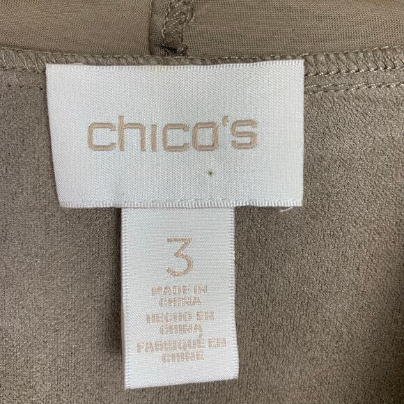 Chico's Women's XL Tan Faux Suede Fringe Lattice Ribbon Cutout Jacket - Picture 9 of 11